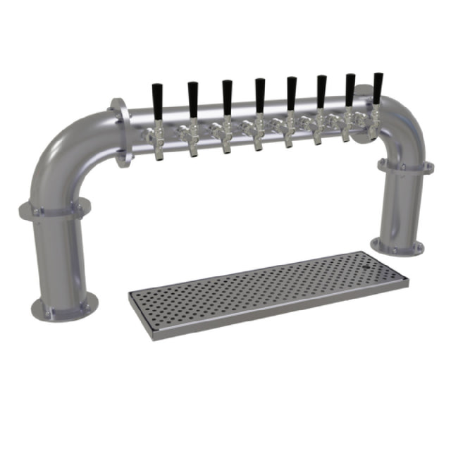 Glastender PP-8-SSR Pipe Pass-Thru Draft Dispensing Tower Countertop (8) Stainless Steel Faucets (handles Not Included)