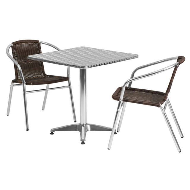 Flash Furniture TLH-ALUM-28SQ-020CHR2-GG Table & Chair Set Includes (1) 27-1/2"W X 27-1/2"D X 27-1/2"H Table