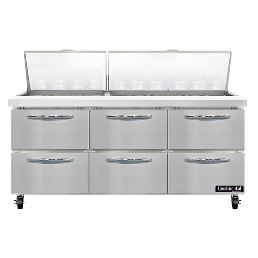 Continental Refrigerator SW72N30M-D Mighty Top Sandwich Unit 72"W 20.6 Cu Ft Capacity