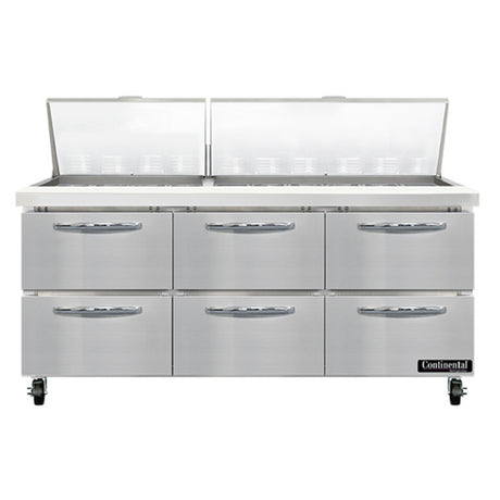 Continental Refrigerator SW72N30M-D Mighty Top Sandwich Unit 72"W 20.6 Cu Ft Capacity
