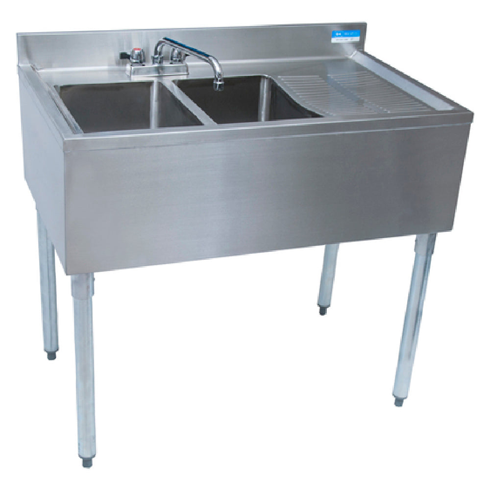 BK Resources UB4-18-236RS Slim-Line Underbar Sink Two Compartment 36”W X 18-1/4"D X 32-1/2"H Overall Size