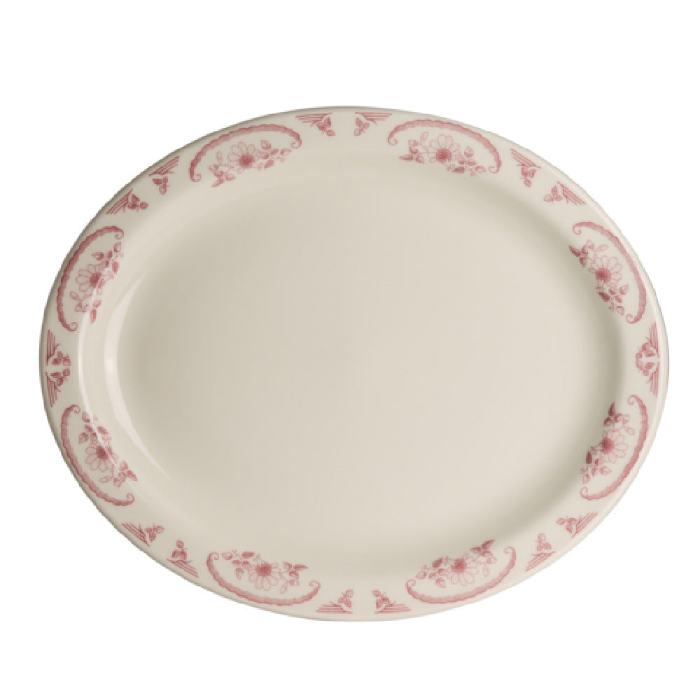 Steelite HL2612 - Narrow Rim Oval Platter, 13.75" X 11.25", American Rose