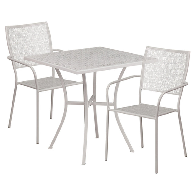 Flash Furniture CO-28SQ-02CHR2-SIL-GG Patio Table Set Includes (1) Table: 28"W X 28"D X 28-1/4"H