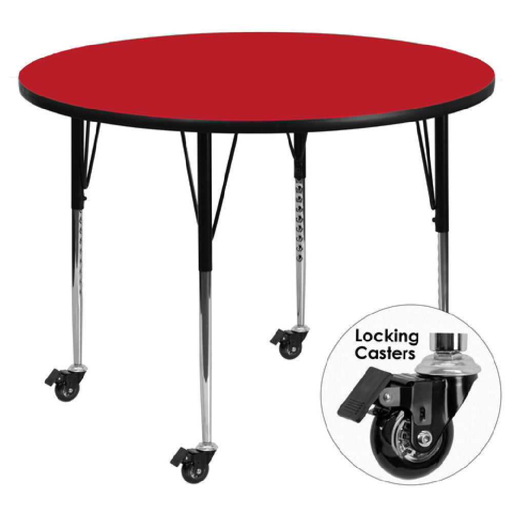 Flash Furniture XU-A48-RND-RED-H-A-CAS-GG Activity Table 48" Dia. X 22-2/5" To 30-1/2" Adjustable Height