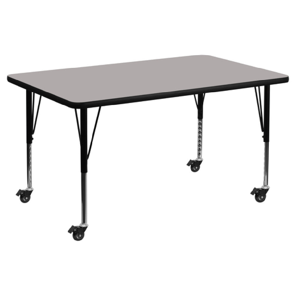 Flash Furniture XU-A3672-REC-GY-H-P-CAS-GG Activity Table 72"W X 36"D X 17-1/2" To 25-1/2" Adjustable Height