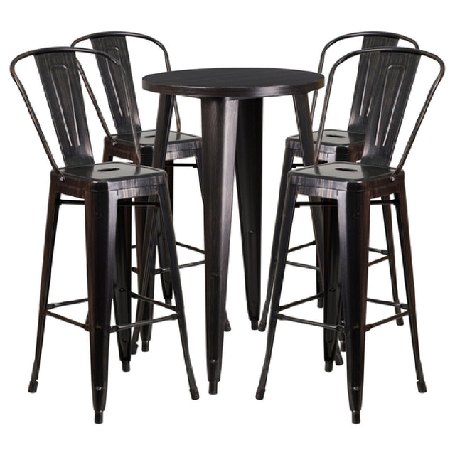 Flash Furniture CH-51080BH-4-30CAFE-BQ-GG Table And Bar Stool Set Includes (1) 24" Dia. X 41"H Table