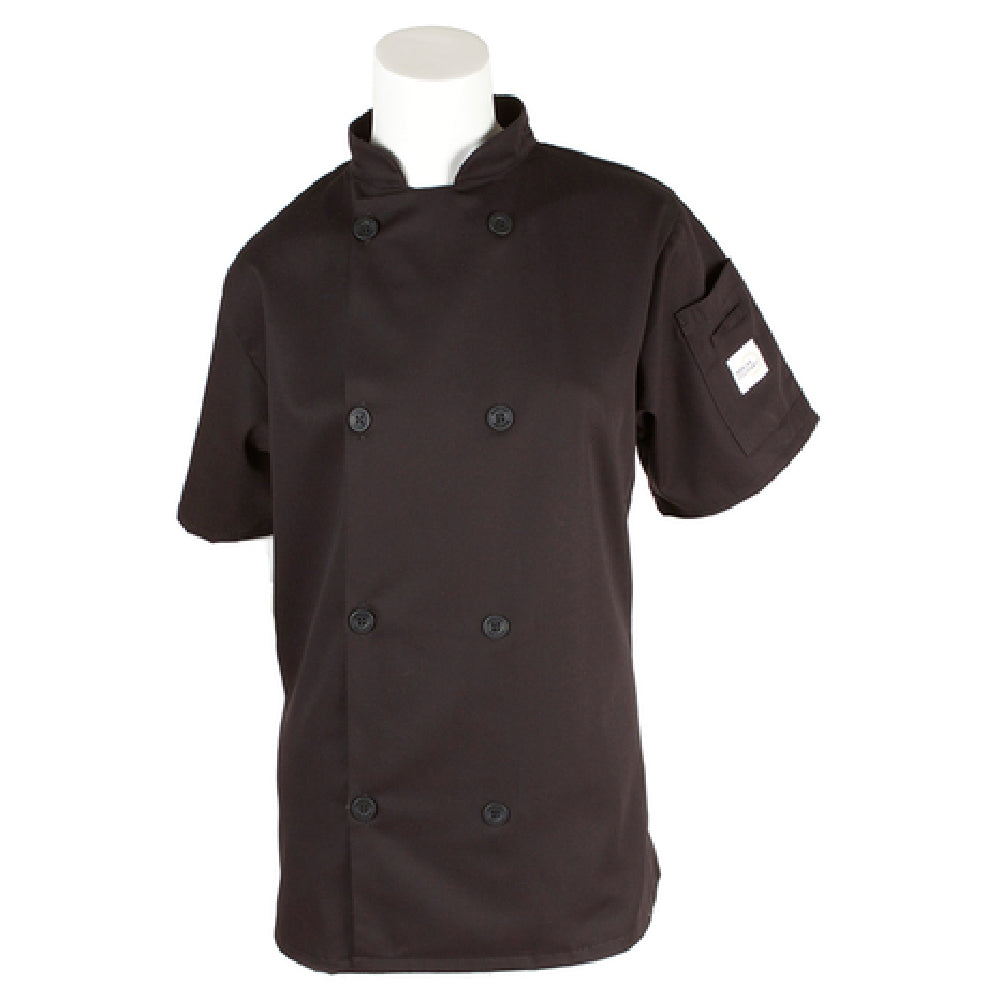 Mercer Culinary M60023BKXXS Millennia® Women's Jacket Short Sleeve (8) Traditional Buttons