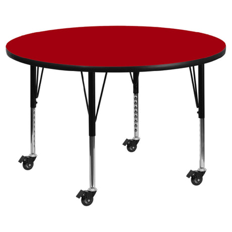 Flash Furniture XU-A60-RND-RED-T-P-CAS-GG Activity Table 60" Dia. X 17-2/5" To 25-2/5" Adjustable Height