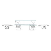 FOH BST010MUM28_ Buffet Essentials Twist Clear Glass On Silver Includes Two BRI005BCI28 Twist Risers Set Of 3 Silver