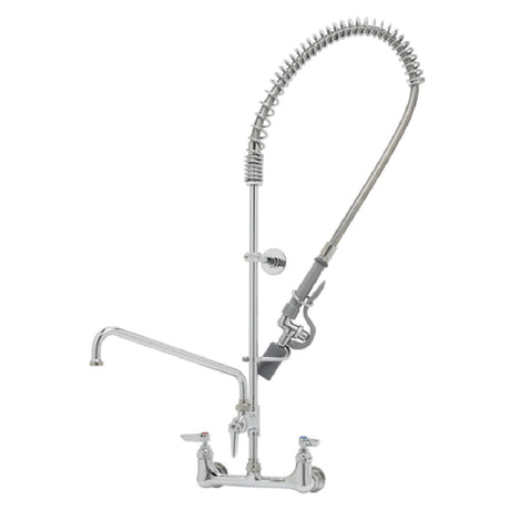 T&S Brass B-0133-12-CR-BC EasyInstall Pre-Rinse Unit Spring Action Gooseneck 8" Wall Mount