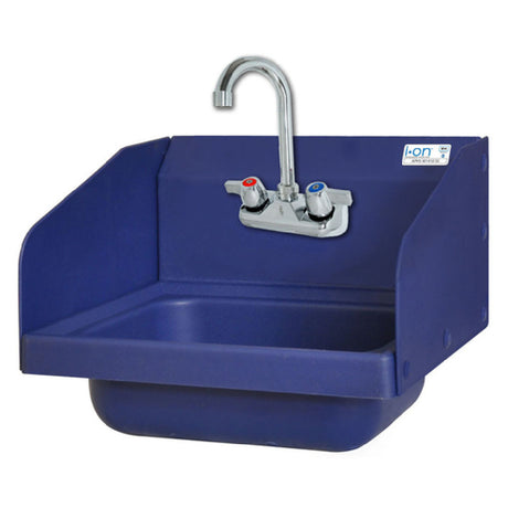 BK Resources APHS-W1410-SSBPG Antimicrobial Hand Sink With Faucet & (2) Side Splashes