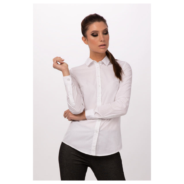 Chef Works SFC01W-WHT-S Women's Deco Dress Shirt Long Sleeves Adjustable Button Cuffs