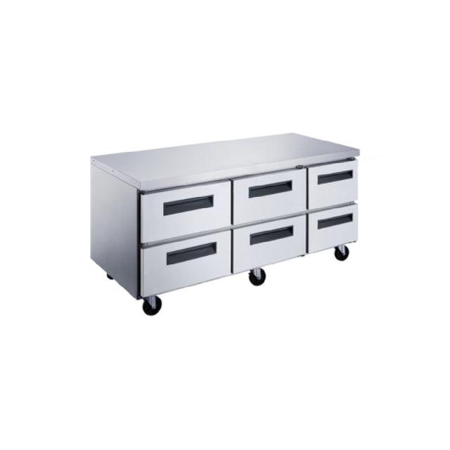 Dukers DUC72R-D6 Undercounter Refrigerator With Drawers 72"W Rear Mounted Self-contained Refrigeration