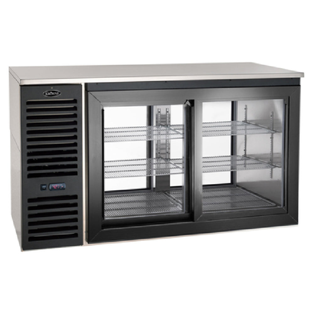 Krowne PTSD60L Sliding Door Pass Thru Refrigerated Back Bar Storage Cabinet Two-section