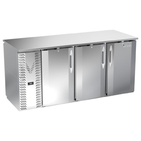 Victory VBBN72HC-PT-S - Pass-Thru Back Bar Refrigerator, Three-section, 72"W X 29-9/16"D X 34"H