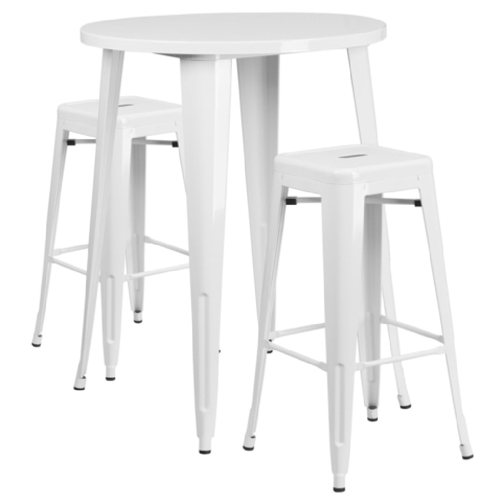 Flash Furniture CH-51090BH-2-30SQST-WH-GG Table And Bar Stool Set Includes (1) 30" Dia. X 41"H Table