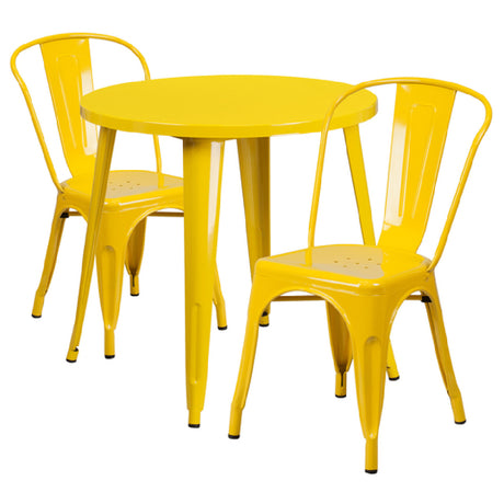 Flash Furniture CH-51090TH-2-18CAFE-YL-GG Table And Chair Set Includes (1) 30" Dia. X 29-1/2"H Table