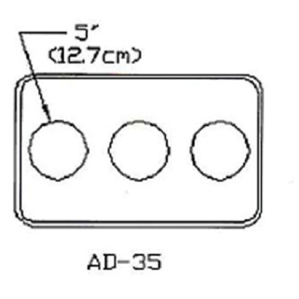 Atlas Metal AD-35 Adapter Plate With (3) 5" Inset Holes Full Perimeter Beaded Edge