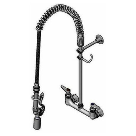 T&S Brass B-0133-CR-BC-SW EasyInstall Pre-Rinse Unit 8" Wall Mount Quarter-turn Cerama Cartridges With Check Valves