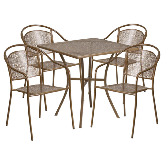 Flash Furniture CO-28SQ-03CHR4-GD-GG Patio Table Set Includes (1) Table: 28"W X 28"D X 28-1/4"H