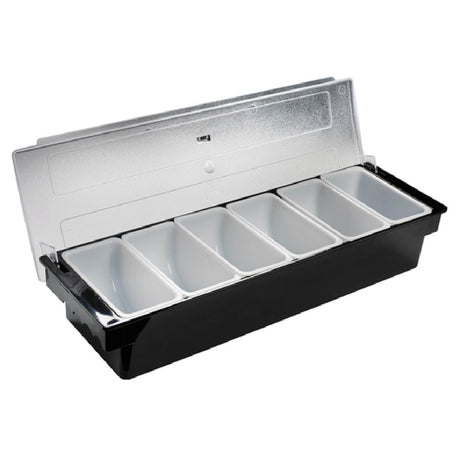 Browne Foodservice 57483802 Condiment Holder 6 Compartment 20"L X 5-1/10"W X 6-1/2"H Includes: (6) 1 Pint Polypropylene Inserts