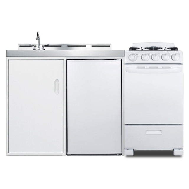 Summit ACK60GASW All-in-one Combination Kitchenette 20" Wide Sealed Burner Gas Range With Oven