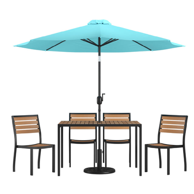 Flash Furniture XU-DG-304860364-UB19BTL-GG Patio Dining Table Set Includes (1) 48"W X 30"D Rectangular Table