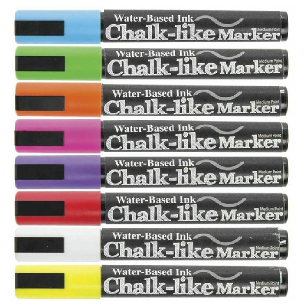 Hubert 27417 - Chalk-Like Marker Set, 8-piece, Medium Point