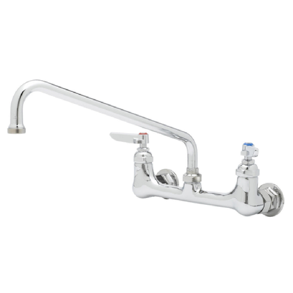 T&S Brass B-0244 Sink Mixing Faucet 12" Swivel Nozzle 8" OC Wall Mount