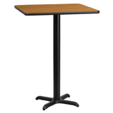 Flash Furniture XU-NATTB-3030-T2222B-GG Table 30"W X 30"D X 43-1/8"H Bar Height