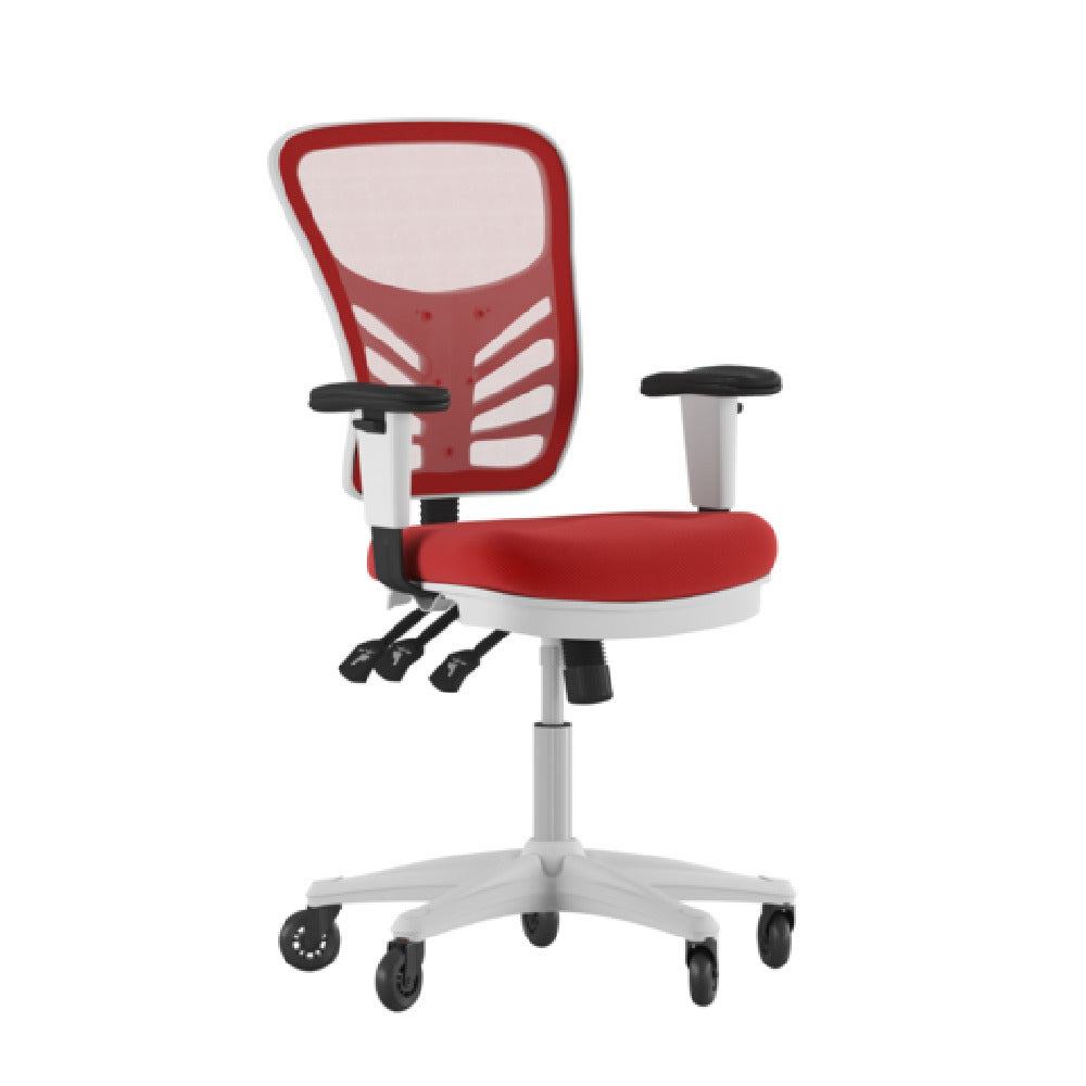 Flash Furniture HL-0001-WH-RED-RLB-GG Nicholas Swivel Task Chair 37" To 44-1/4" Adjustable Height