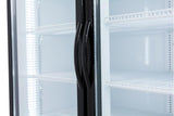 Empura 52" Black Swing Glass 2 Door Merchandiser Refrigerator with ClearKeeper™ Glass, 48 Cu. Ft., LED Lighting, 8 Adjustable Shelves