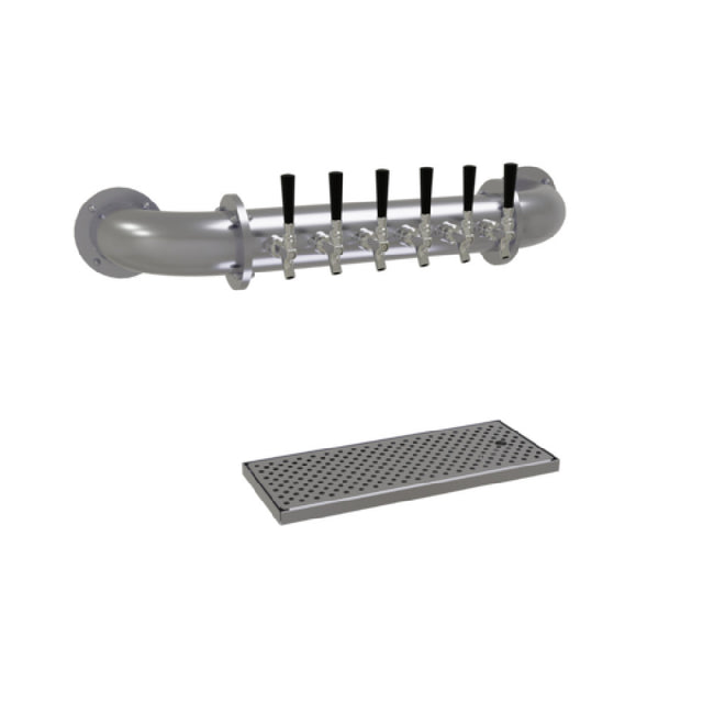 Glastender PW-6-SS Pipe Wall Draft Dispensing Tower Wall Mount (6) Stainless Steel Faucets (handles Not Included)