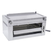 Serv-Ware SGSB-36 - Serv-Ware - Gas Cooking - 36" Salamander Broiler - Natural Gas - Dimensions: 36" W X 19" D X 16.5" H - BTU/H: 48000 - Gas Line: 3/4 - W.C. For Natural Gas: 4 In. - W.C. For LP: 10 In. - Materials: Stainless Steel Construction With A Stainless Steel Crumb Pan And Infrared Burners
