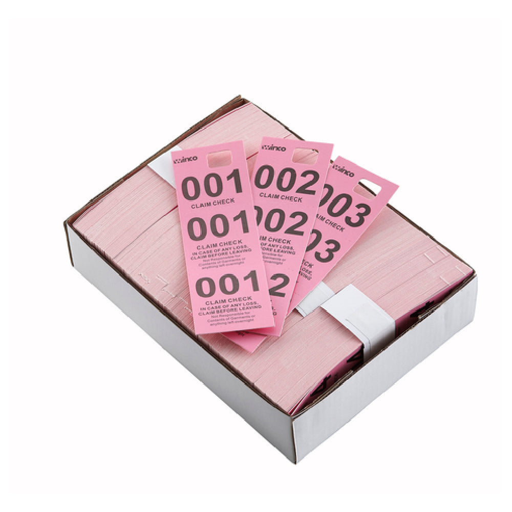 Winco CCK-5PK Coat Check Pink (500 Pieces Per Box)