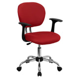 Flash Furniture H-2376-F-RED-ARMS-GG Swivel Task Chair 33-1/2" To 37-1/2" Adjustable Height