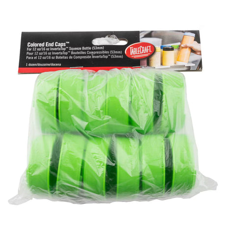 Tablecraft 53FCAPLGN Invertatop™ End Cap Fits All 53mm Squeeze Bottles Dishwasher Safe Pack of 12