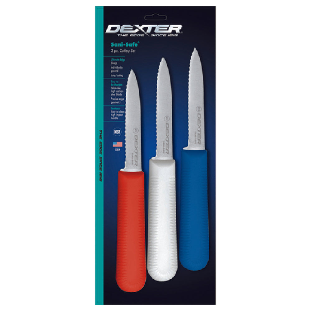 Dexter Russell 15423 Sani-Safe® (S104SC-3RWC) Paring Knife 3-1/4" Scalloped Edge