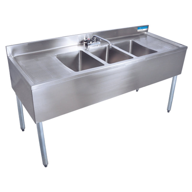 BK Resources UB4-21-372TS Underbar Sink Three Compartment 72”W X 21-1/4"D X 32-1/2"H Overall Size