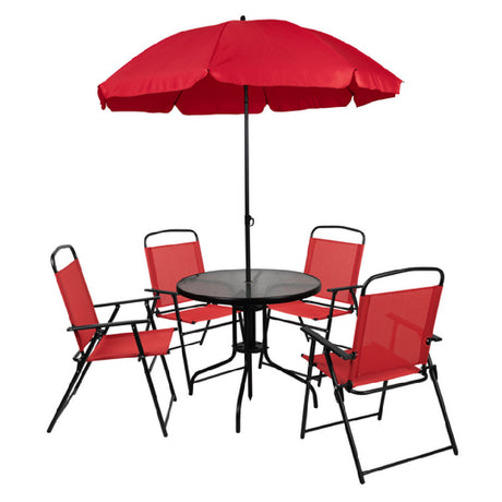 Flash Furniture GM-202012-RD-GG Nantucket Patio Table Set Includes: (1) Table: 31-1/4" Dia. X 28"H