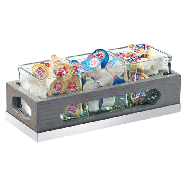 Cal Mil 3806-83 Ashwood Jar Display 12-3/4"W X 5"D X 4-1/2"H (3) 4"W X 4"D X 4"H Glass Jars