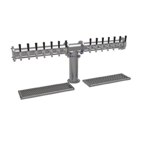 Glastender PT-14-SS Pipe Tee Draft Dispensing Tower Countertop (14) Stainless Steel Faucets (handles Not Included)