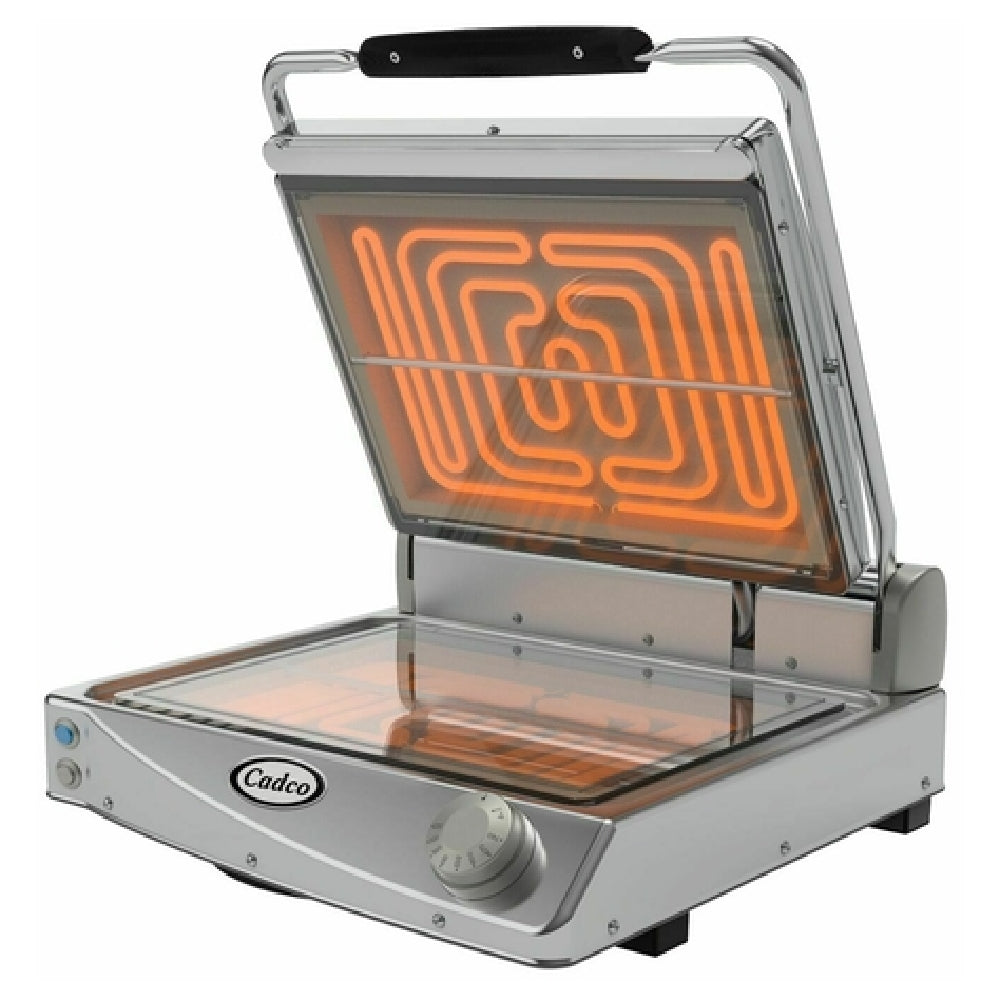 Cadco CPG-15FC(120) Jumbo Single Clamshell Grill Clear Glass-ceramic Grill Surfaces