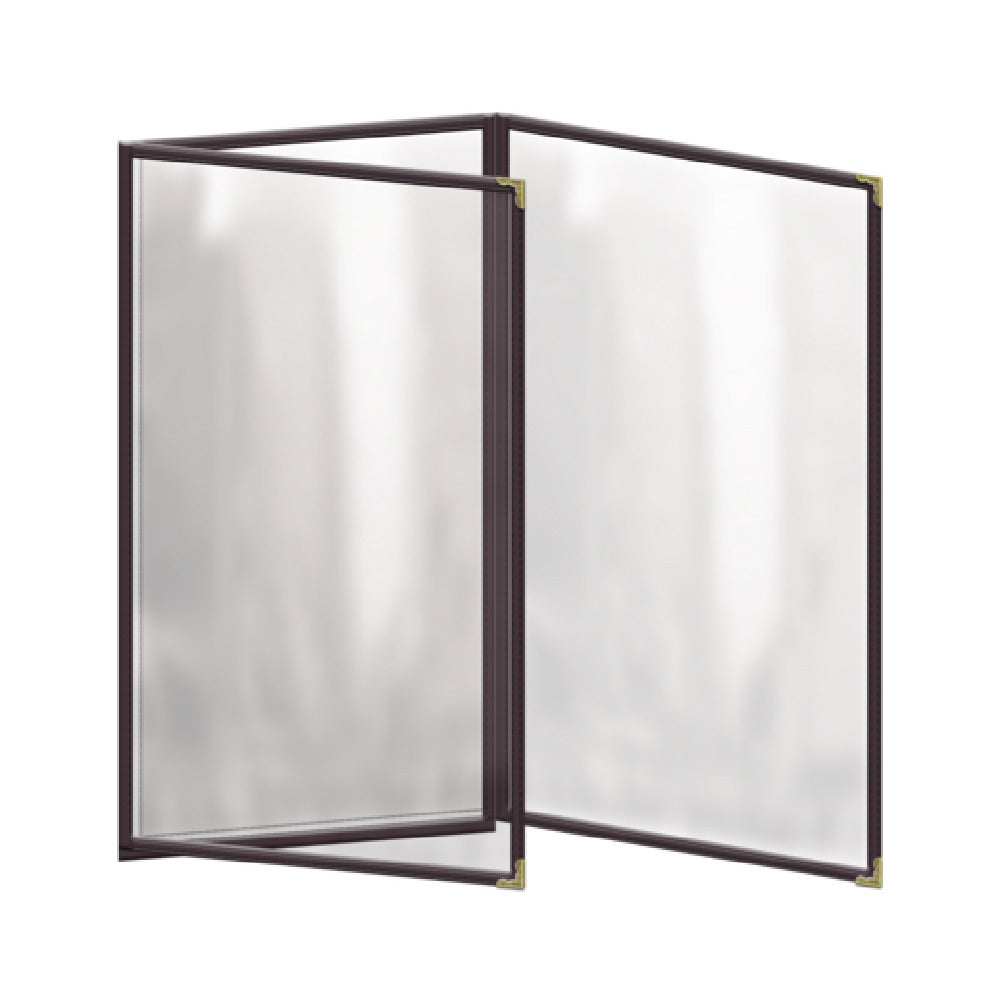 Risch TET 8.5X14 Deluxe Clear Sewn Menu Cover 8-1/2" X 14" Triple Fold-out