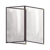 Risch TET 8.5X14 Deluxe Clear Sewn Menu Cover 8-1/2" X 14" Triple Fold-out
