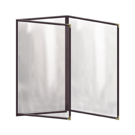 Risch TET 8.5X14 Deluxe Clear Sewn Menu Cover 8-1/2" X 14" Triple Fold-out