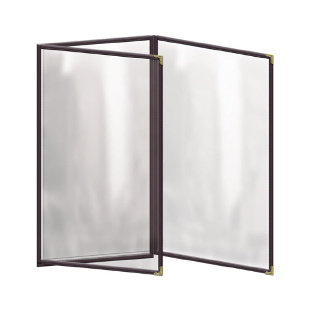 Risch TET 8.5X14 Deluxe Clear Sewn Menu Cover 8-1/2" X 14" Triple Fold-out