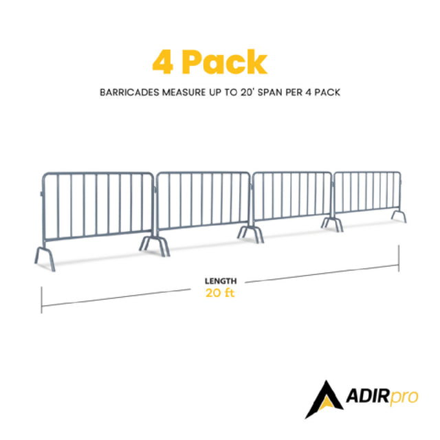 Alpine Industries ADIPR202-01-4-KIT1 Interlocking Barricade Steel (pack Of 4)