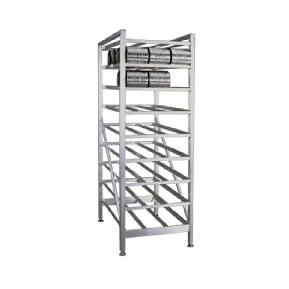 New Age Industrial 6259 Can Rack Stationary Design With Adjustable Feet Rear Loading Gravity Fed Shelves