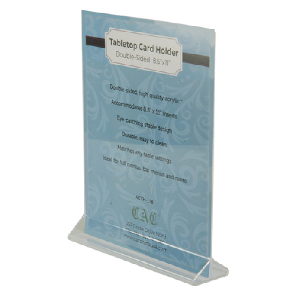 CAC China ACTH-118 Menu/Card Holder 8-1/2" W X11"H Acrylic